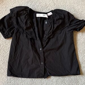 Zara Black Short Sleeve Blouse